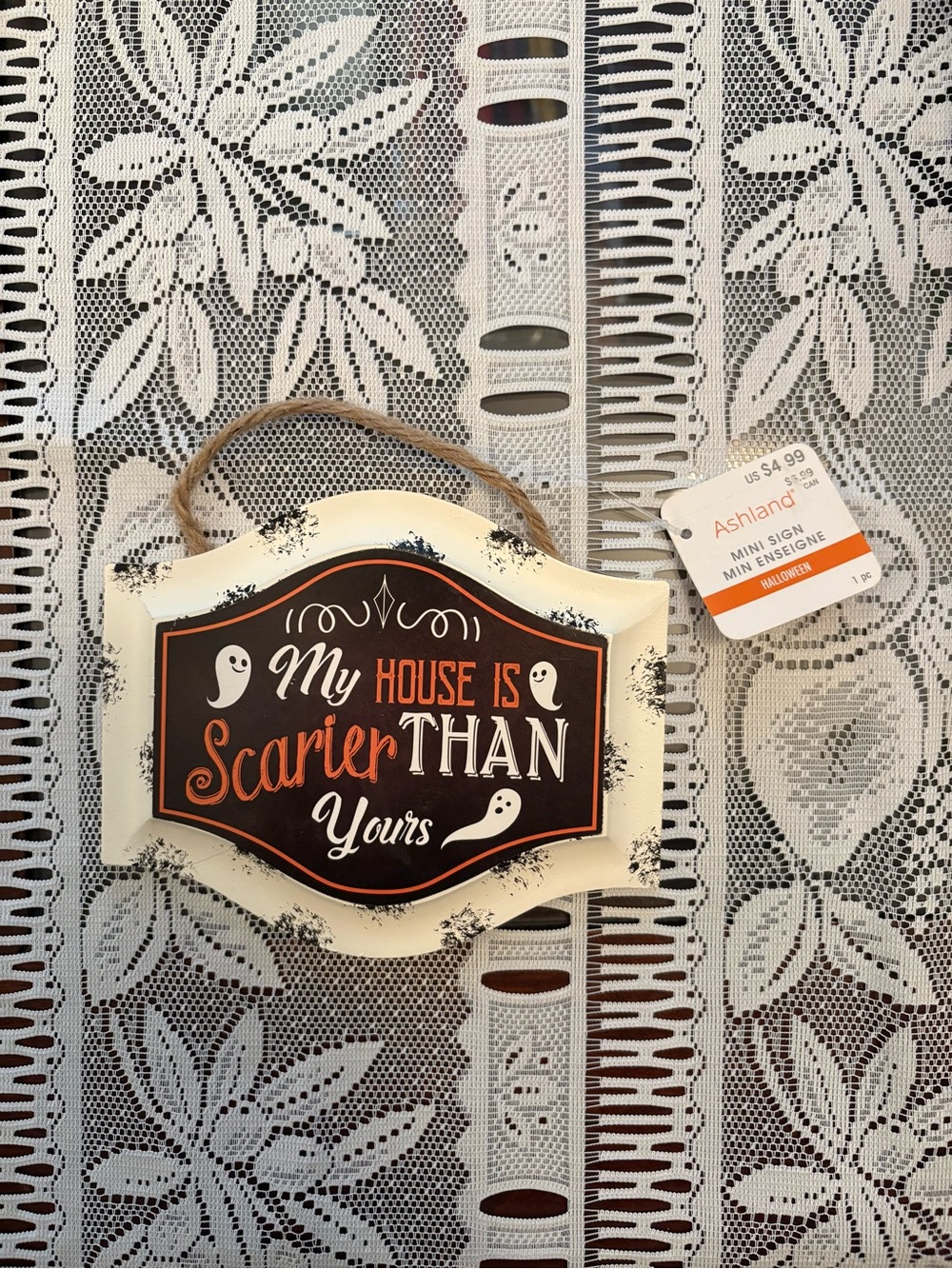 Ashland Cream and Black 'My House Is Scarier Than Yours' Wall Sign